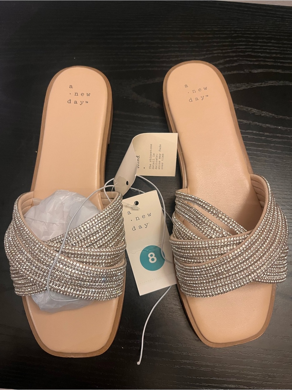 a new day Nude Crystal-Embellished Slide Mules